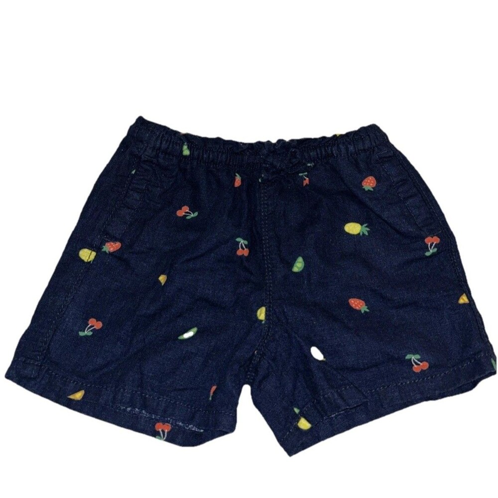 Old Navy 4T Toddler Girl Fruit Embroidered Linen Blend Paperbag Waist Shorts
